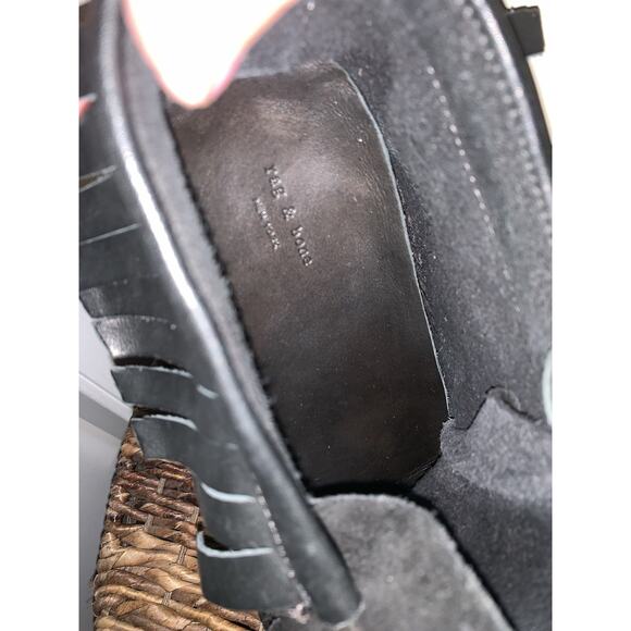 rag & bone “Ghita” Suede/Leather Fringe Moccasin Bootie SZ 8/8.5 US Black - Picture 9 of 9